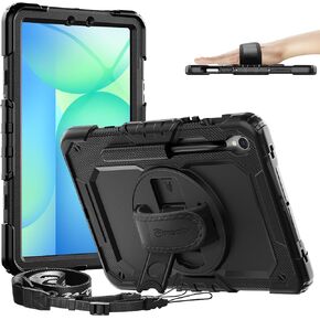 Timecity Case for Samsung Galaxy Tab S10 FE+/ S10 FE Plus 5G 2025 Protective 13.1 inch Tablet, Shockproof Heavy Duty Cover with S Pen Holder, Kickstand, Screen Protector, Hand & Shoulder Strap, Black in Kuwait