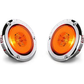 NEW SUN 4-Pack Premium 2 بوصة مصابيح LED مستديرة، مقاومة للماء IP67، تصميم هالة ونيون، إطار من الكروم المقاوم للصدأ، حامل شفة لمقطورة المرافق، العربة، الشاحنة، البيك اب، القوارب، الأحمر والعنبر in Kuwait