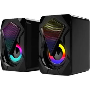 سماعات كمبيوتر TEHAUX USB زوج واحد، صندوق صوت صوتي محمول صغير الحجم للمكتب المنزلي مع حجم كبير، مكبر صوت سلكي RGB LED للألعاب لسطح المكتب متوافق مع نمط عشوائي DC5v in Kuwait