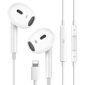 Wired Headphones for iPhone Ear buds with Lightning Connector (Built-in Microphone & Volume Control) Earbuds Compatible for iPhone 14/14 Pro/14 Plus/13/12/11/XR/XS/X/8/7【Official Certified Earphones】 in Saudi Arabia
