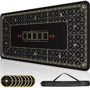 ORIENGEAR Poker Mat 70x35 Inch, 10 Player Poker Table Topper with Non-Slip Rubber Base & Carry Bag, Professional Blackjack Table Top for Texas Holdem, Home Casino Game Nights in Saudi Arabia