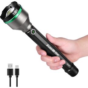 EverBrite 5000 High Lumens Rechargeable Flashlight, 5 Modes Zoomable Tactical Flash Light High Powered, LED Super Bright Spotlight for Hunting Hiking Camping Home Emergency& Survival Gear in Kuwait