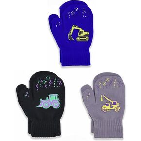3 أزواج من القفازات الشتوية المحبوكة للأطفال الصغار - قفازات مطاطية للأطفال بأصابع كاملة للأولاد ناعمة ودافئة ومريحة in Kuwait