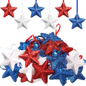 Sratte 4th of July Hanging Ornaments Independence Day Star Tree Ornaments America Patriotic White Red Blue Hanging Decor for Home Indoor Outdoor Party Favors Memorial Day Decorations(36 Pcs) in Saudi Arabia