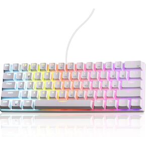 لوحة مفاتيح ألعاب ميكانيكية سلكية بنسبة 60% RGB بإضاءة خلفية ومضادة للظلال، لوحة مفاتيح صغيرة مدمجة مكونة من 61 مفتاحًا مع مفتاح أحمر | لأجهزة الكمبيوتر المحمول التي تعمل بنظام Windows PC Gamer Office Typist in Kuwait
