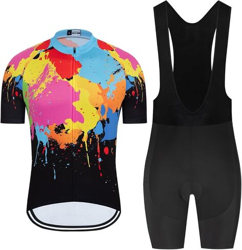 Men's Cycling Jersey Sets Road Bike Jersey Bibs + Shorts with 20D Gel Pad MTB Riding Clothing Kit in Saudi Arabia