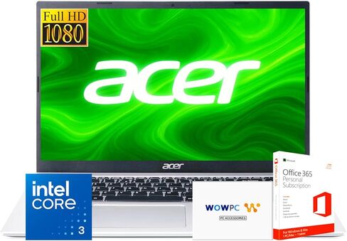 كمبيوتر محمول جديد من Acer مقاس 15.6 بوصة FHD للأعمال، إصدار 2025/2026 مع Microsoft Office 365، ومعالج Intel 8-Core القوي (يتفوق على Intel Core i5-1335U)، وذاكرة DDR5 سعة 8 جيجابايت، ومحرك أقراص SSD سعة 256 جيجابايت، ونظام التشغيل Windows 11، وWOWPC USB in Saudi Arabia