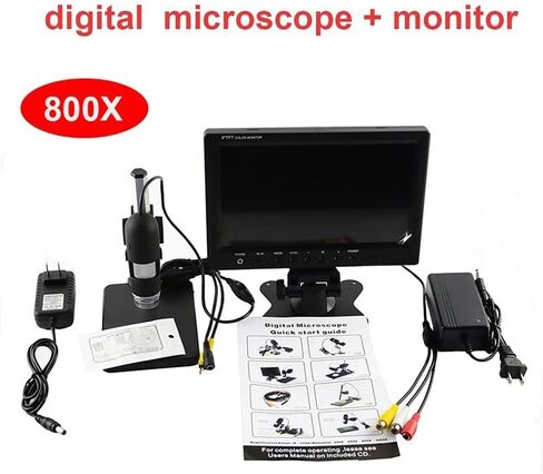 Microscope Accessories kit Slide Preparation camer Digital Microscope with 7 Inch Monitor 800X + 8 LED Light Microscope Accessories in Saudi Arabia