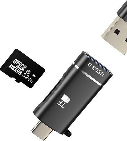 محول USB A إلى USB C قارئ بطاقات Micro SD (2 في 1) لهاتف Iphone 17 16 15 Pro Max Memory Stick TF OTG Female Port for Ipad Jack for Apple متوافق مع ملحقات ذكر كاميرا النقل السريع من Samsung in Kuwait