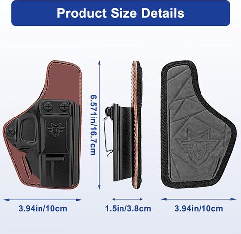 IWB Holster يناسب بشكل مخصص وحمل مخفي متوافق مع G43 / G43X، حافظة هجينة من البلاستيك البوليمر والجلد، متوافقة مع النقطة الحمراء in Kuwait