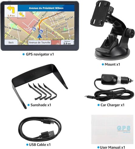 جهاز ملاح GPS لشاحنة السيارة RV، نظام ملاحة GPS بشاشة لمس 7 بوصة، خريطة 2026 مع توجيه صوتي، تنبيه السرعة، تحذير الضوء الأحمر، توجيه مخصص للشاحنة، تحديثات مجانية مدى الحياة (أزرق) in Kuwait