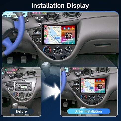 ستيريو سيارة 4G+64G لسيارة Ford Focus 1998-2005 لـ Fiesta 1995-2001، Android 9 بوصة IPS شاشة تعمل باللمس مع Carplay اللاسلكي وAndroid Auto، GPS، Double Din، Bluetooth، DSP، WiFi، FM RDS، الكاميرا in Kuwait