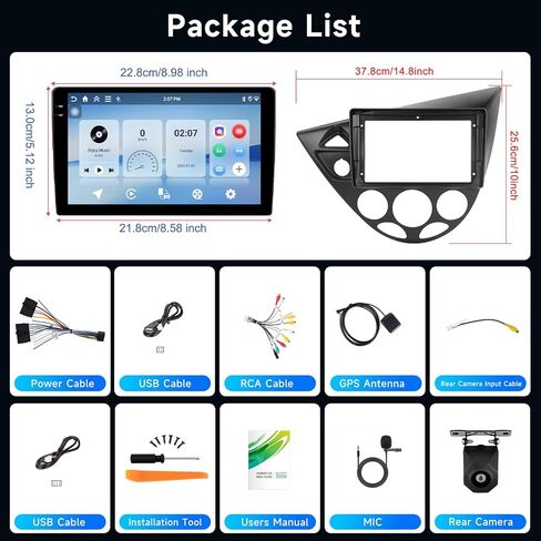 ستيريو سيارة 4G+64G لسيارة Ford Focus 1998-2005 لـ Fiesta 1995-2001، Android 9 بوصة IPS شاشة تعمل باللمس مع Carplay اللاسلكي وAndroid Auto، GPS، Double Din، Bluetooth، DSP، WiFi، FM RDS، الكاميرا in Kuwait