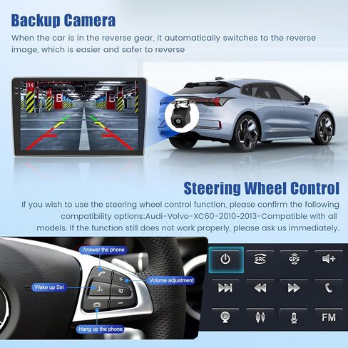 [4+64 جيجابايت] راديو سيارة Android 15 لسيارة فولفو XC90 2004-2013 مع Carplay لاسلكي/Android Auto، شاشة لمس عالية الدقة 10 بوصة ستيريو سيارة مع نظام تحديد المواقع بلوتوث واي فاي FM/RDS EQ SWC كاميرا احتياطية وميكروفون in Kuwait