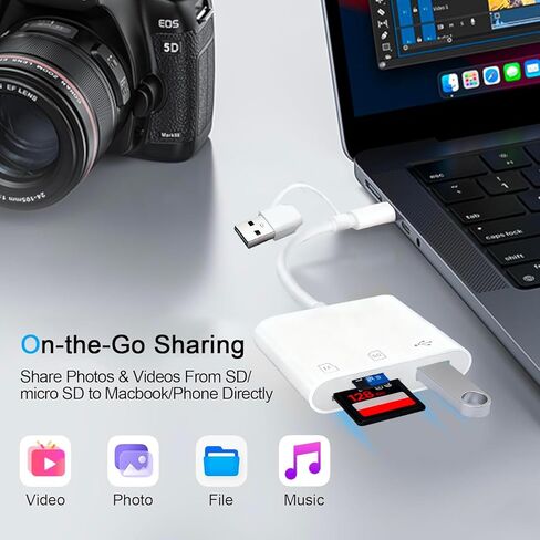 قارئ بطاقات SD، 3 في 1 USB C إلى SD/TF/MS قارئ بطاقات عالي السرعة مع محول USB A إلى USB C قارئ بطاقات Memroy لهاتف iPhone 17/16/15 Pro Max iPad Pro MacBook Pro/Air/iMac M4/M3/M2 Android Phone/الكمبيوتر اللوحي in Saudi Arabia