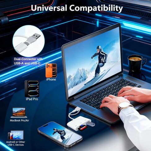 قارئ بطاقات SD، 3 في 1 USB C إلى SD/TF/MS قارئ بطاقات عالي السرعة مع محول USB A إلى USB C قارئ بطاقات Memroy لهاتف iPhone 17/16/15 Pro Max iPad Pro MacBook Pro/Air/iMac M4/M3/M2 Android Phone/الكمبيوتر اللوحي in Saudi Arabia