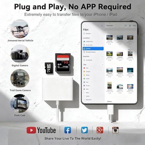 قارئ بطاقات SD، 3 في 1 USB C إلى SD/TF/MS قارئ بطاقات عالي السرعة مع محول USB A إلى USB C قارئ بطاقات Memroy لهاتف iPhone 17/16/15 Pro Max iPad Pro MacBook Pro/Air/iMac M4/M3/M2 Android Phone/الكمبيوتر اللوحي in Saudi Arabia