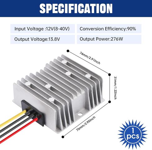 DC DC Stabilizer 8V-40V to 13.8V Boost Buck Converter 20A, Waterproof Automatic Converter Voltage Regulator Auto Step Up/Down 13.8V Volt Transformer Module in Saudi Arabia