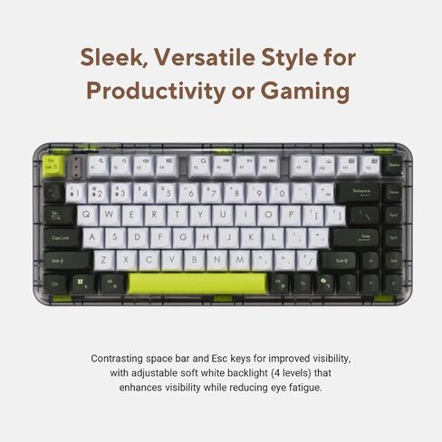 ASUS Jelly75 Wireless Keyboard KD201 – Tri-Mode (BT/2.4GHz/Wired), up to 5 Devices, Hot-Swappable, 1K Polling Rate, Smooth Quiet Typing, Windows/MacOS Toggle, for Productivity/Gaming – Volt Green in Saudi Arabia