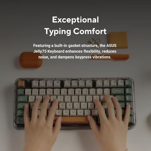 ASUS Jelly75 Wireless Keyboard KD201 – Tri-Mode (BT/2.4GHz/Wired), up to 5 Devices, Hot-Swappable, 1K Polling Rate, Smooth Quiet Typing, Windows/MacOS Toggle, for Productivity/Gaming – Volt Green in Saudi Arabia