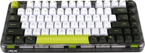 ASUS Jelly75 Wireless Keyboard KD201 – Tri-Mode (BT/2.4GHz/Wired), up to 5 Devices, Hot-Swappable, 1K Polling Rate, Smooth Quiet Typing, Windows/MacOS Toggle, for Productivity/Gaming – Volt Green in Saudi Arabia