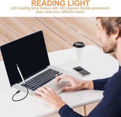 2 قطعة مصابيح قراءة LED USB مع ضوء ليلي مرن قابل للتعتيم يعمل باللمس معقوفة للقراءة في السرير وخفيفة الوزن ومصابيح كمبيوتر محمول USB محمولة للتخييم ومهام الكمبيوتر in Saudi Arabia