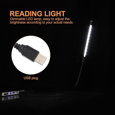 2 قطعة مصابيح قراءة LED قابلة للتعتيم USB مع أضواء ليلية مرنة تعمل باللمس معقوفة لمكتب السرير، تصميم مدمج محمول لقراءة مهام الكمبيوتر والتخييم in Saudi Arabia