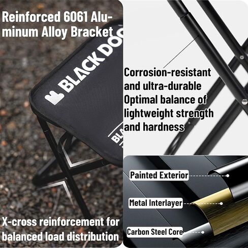 مقعد قابل للطي للتخييم خفيف الوزن مقاس 11 بوصة من Blackdog - كرسي تخييم صغير الحجم بوزن 0.7 رطل، تصميم إطار X مصنوع من سبائك الألومنيوم بسعة 265 رطلًا للمشي لمسافات طويلة وصيد الأسماك والشواء، مقعد صغير محمول للبالغين in Kuwait