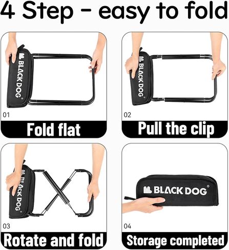 مقعد قابل للطي للتخييم خفيف الوزن مقاس 11 بوصة من Blackdog - كرسي تخييم صغير الحجم بوزن 0.7 رطل، تصميم إطار X مصنوع من سبائك الألومنيوم بسعة 265 رطلًا للمشي لمسافات طويلة وصيد الأسماك والشواء، مقعد صغير محمول للبالغين in Kuwait