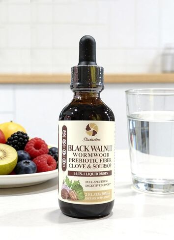 صبغة Starisetme Wormwood Black Walnut Cleanse للبشر - البريبايوتيك الصحي للأمعاء بقوة قصوى مع القرنفل، القشطة الشائكة، بذور اليقطين، بالإضافة إلى الفيتامينات والمعادن للمناعة والمزاج، النساء والرجال - نباتي، غير معدّل وراثيًا in Kuwait