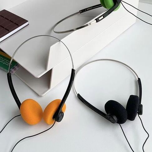 2 Pcs Retro Over-Ear Headphone,Vintage Feelings Underwire Headphones,Retro Lightweight Earphones,Hi-Fi Stereo Earphone Headset,for Most Mobile Phones Playback Pevices Headphones (Black+Orange) in Kuwait