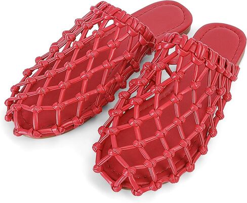 SOVANYOU Womens Slip on Mesh Flat Sandals Woven Mules Dressy Braided Flats Summer Beach Casual Closed Toe Slippers in Saudi Arabia