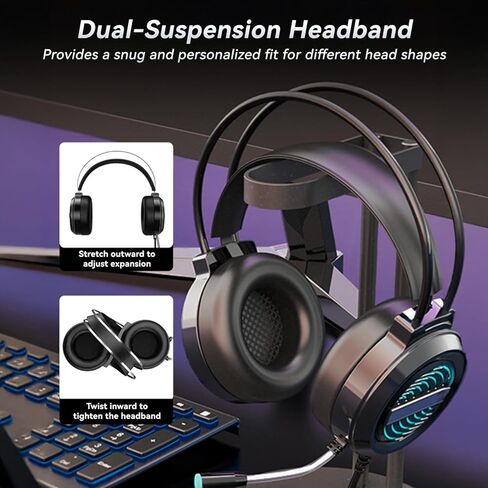 Over Ear Headphones Wired, Foldable & Portable 3.5mm Wired Headphones with Microphone and Volume Control for Smartphone, Tablet, Computer, Mp3/4 in Saudi Arabia