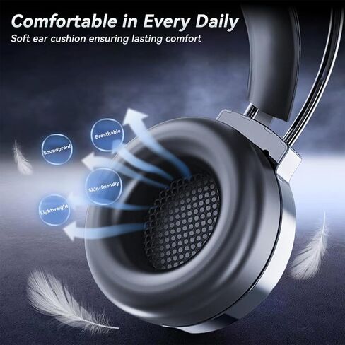 Over Ear Headphones Wired, Foldable & Portable 3.5mm Wired Headphones with Microphone and Volume Control for Smartphone, Tablet, Computer, Mp3/4 in Saudi Arabia