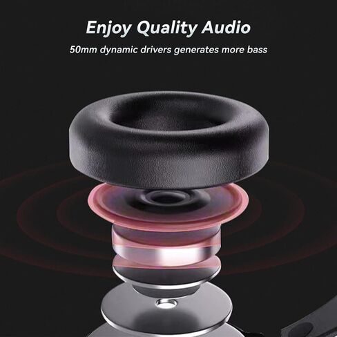 Over Ear Headphones Wired, Foldable & Portable 3.5mm Wired Headphones with Microphone and Volume Control for Smartphone, Tablet, Computer, Mp3/4 in Saudi Arabia