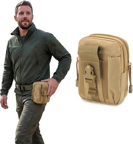 Tactical Phone Pouch Waist Bag - Universal Waterproof Cell Phone Holster for Belt, Outdoor Hiking, Camping - Soil Color in Saudi Arabia