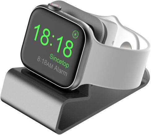 متوافق مع حامل شاحن ساعة Apple Ultra 2/Ultra/SE/9/8/7/6/5/4/3/2/1، من الألومنيوم iWatch 49 45 41 44 40 42 38 حامل شحن قاعدة منضدة - شاحن مغناطيسي غير متضمن - رمادي in Kuwait