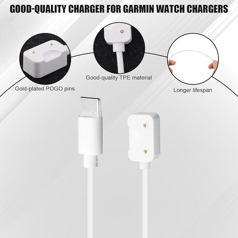 2pcs USB-C & USB-A Cable Dock Compatible with Samsung Galaxy Fit 3, 3.3ft/100cm Magnetic Charger Fast & Safe Smartwatch Charger Cord Accessories (White) in Saudi Arabia