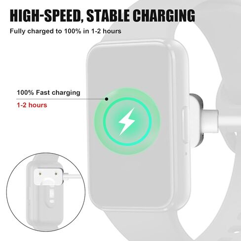2pcs USB-C & USB-A Cable Dock Compatible with Samsung Galaxy Fit 3, 3.3ft/100cm Magnetic Charger Fast & Safe Smartwatch Charger Cord Accessories (White) in Saudi Arabia