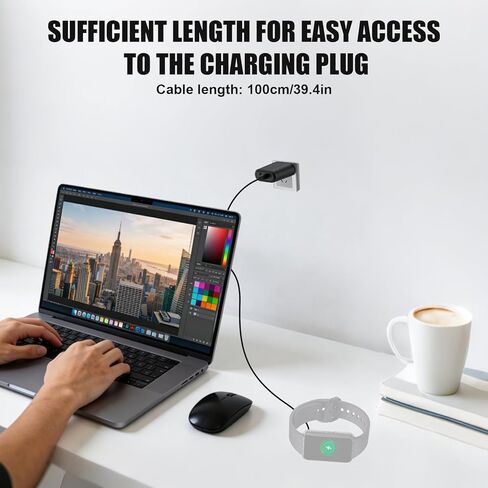 2pcs USB-C & USB-A Cable Dock Compatible with Samsung Galaxy Fit 3, 3.3ft/100cm Magnetic Charger Fast & Safe Smartwatch Charger Cord Accessories (White) in Saudi Arabia