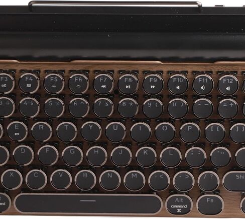 PUSOKEI Retro Typewriter Keyboard, Wireless Mechanical Gaming Keyboard, 83 Keys, Bluetooth Punk RGB Backlit, Blue Switch, Metal Round KeyCap, for PC Laptop Phone (Wood Grain Color) in Saudi Arabia