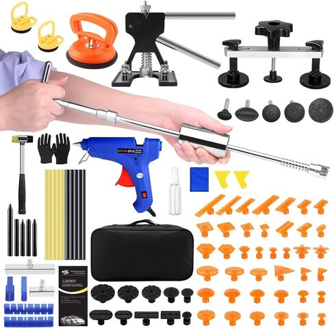 Car Dent Puller Kit - Slide Hammer, Glue Gun, Adjustable Bridge Puller, Suction Cup for Big and Small Auto Body Dents & Metal Surface Repair,Safe for Paint in Kuwait
