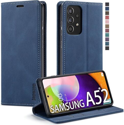 Samsung Galaxy A52 5G Wallet Case with Card Holder [RFID Blocking] Kickstand Magnetic,Leather Flip Case for Samsung Galaxy A52 5G 6.5 Inch (Blue) in Saudi Arabia