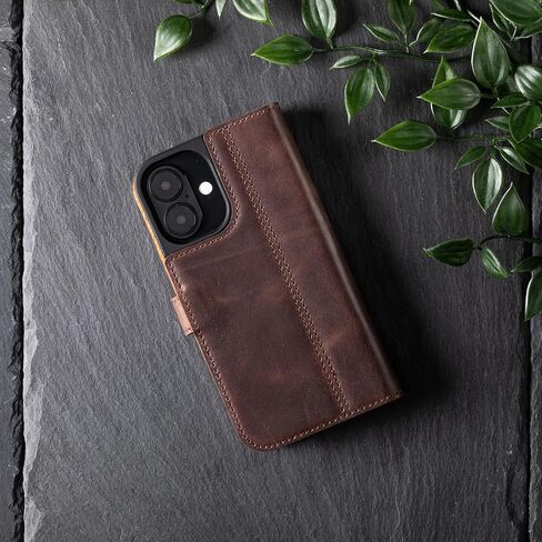 Snakehive Leather Wallet for iPhone 16 - Real Leather Wallet Phone Case - Genuine Leather with Viewing Stand and 3 Card Holder - Flip Folio Cover with Card Slot (Brown) in Saudi Arabia