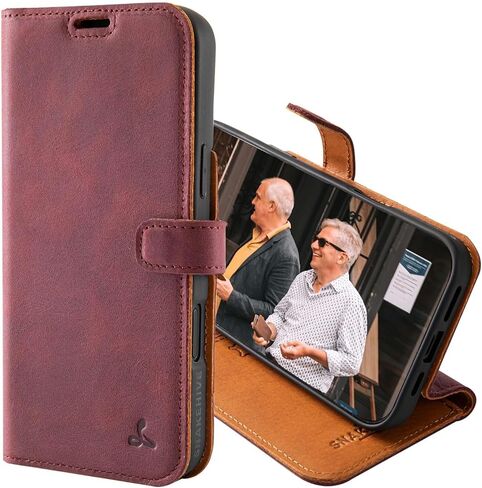 Snakehive Leather Wallet for iPhone 16 - Real Leather Wallet Phone Case - Genuine Leather with Viewing Stand and 3 Card Holder - Flip Folio Cover with Card Slot (Brown) in Saudi Arabia