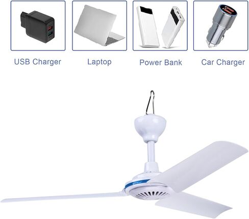 USB Ceiling Fan 3Leaves 5V 6W Hanging Camping Tent Efficient Cooling Battery Operated Fan in Saudi Arabia