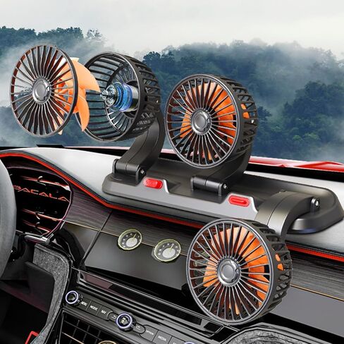 Car Fan 360 Degree Adjustable 3 Head Air Automotive Electric USB 5V/12V/24V 2 Speeds Silent for USB Fans Portable Flexible in Saudi Arabia