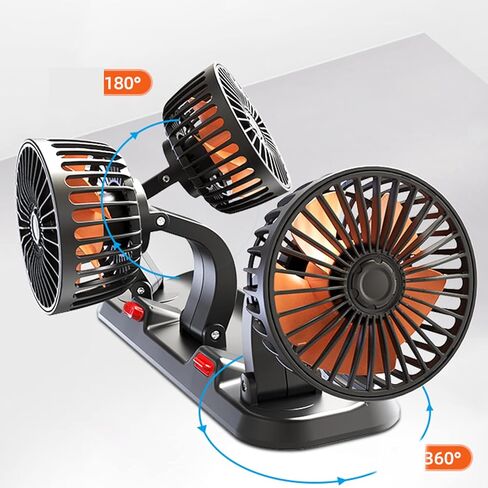 Car Fan 360 Degree Adjustable 3 Head Air Automotive Electric USB 5V/12V/24V 2 Speeds Silent for USB Fans Portable Flexible in Saudi Arabia