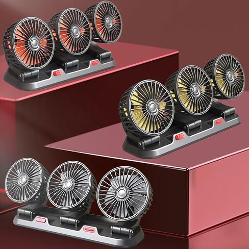 Car Fan 360 Degree Adjustable 3 Head Air Automotive Electric USB 5V/12V/24V 2 Speeds Silent for USB Fans Portable Flexible in Saudi Arabia