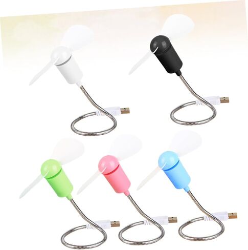 5 قطع من مراوح USB الصغيرة المرنة الصامتة ومراوح تبريد المكتب الصغيرة للكمبيوتر المحمول مع رقبة قابلة للانحناء قابلة للتعديل، منفاخ هواء شخصي محمول للمكتب والمنزل والسفر بلون عشوائي in Kuwait